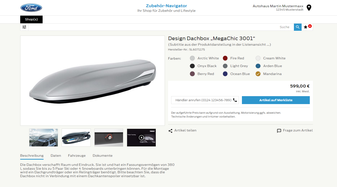 Abbildung Zubehör mit Preis